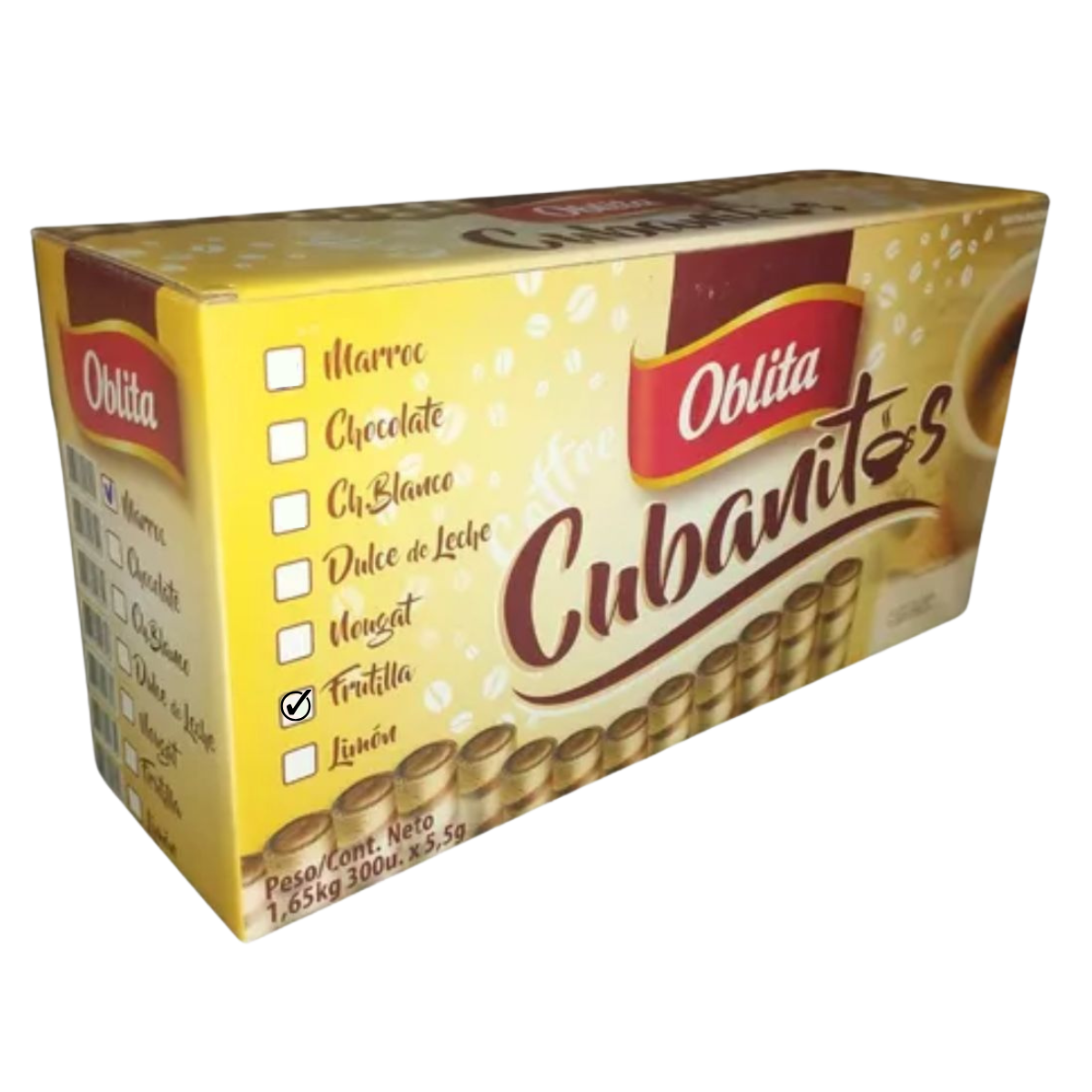 CUBANITOS DE FRUTILLA X 300 UND.