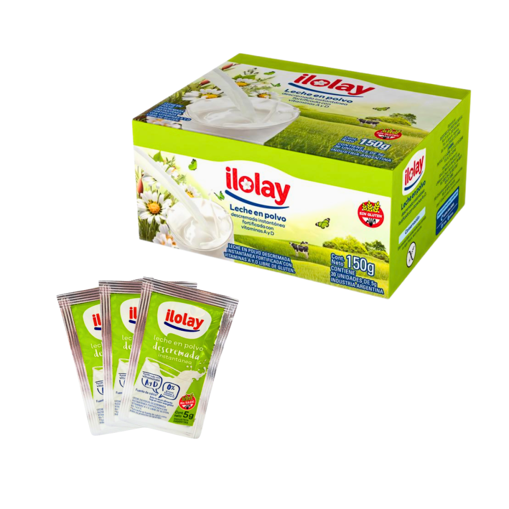 LECHE EN POLVO ILOLAY pack 8 x 30 sobres x 5 g c/u