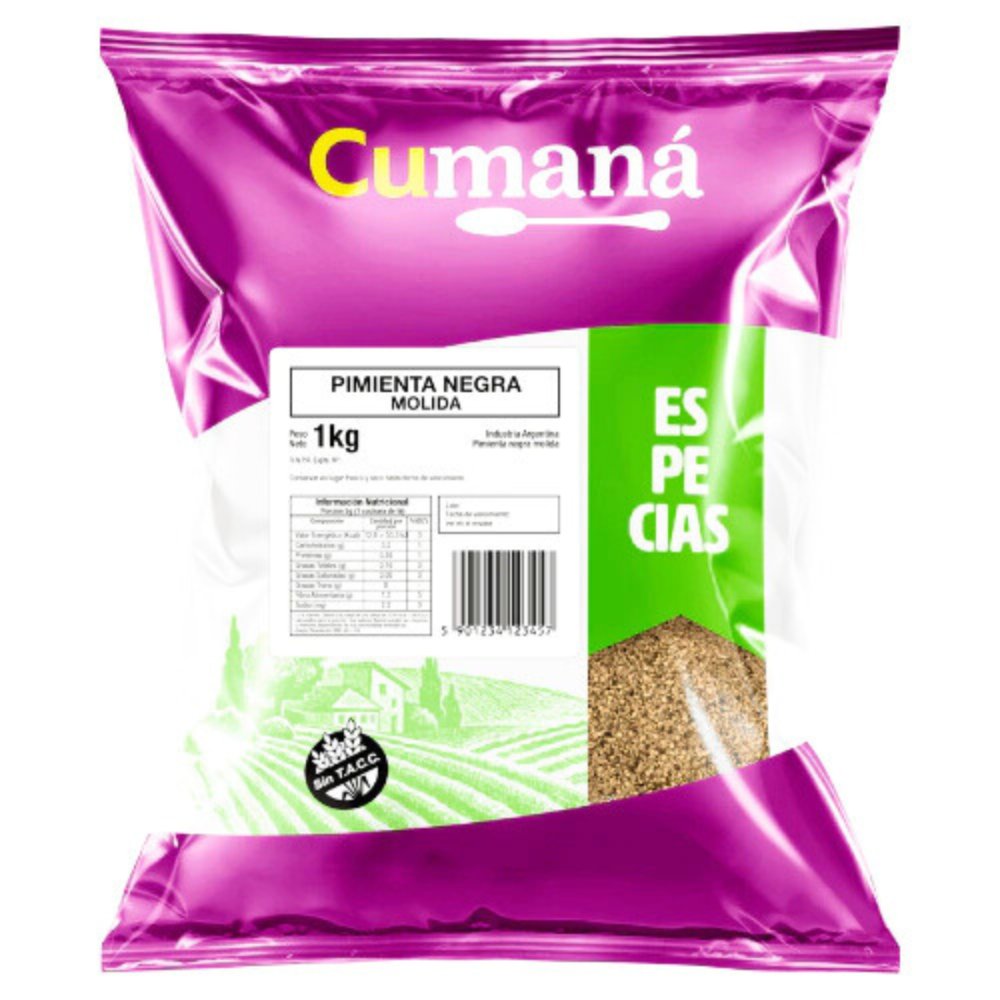 PIMIENTA NEGRA MOLIDA CUMANA BOLSA 10 X 1 KG