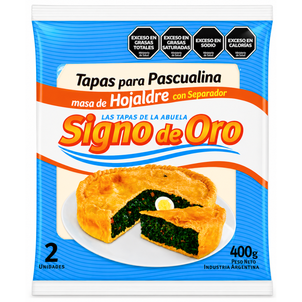 TAPA PASCUALINA HOJALDRE x 2 u.x 400 gr