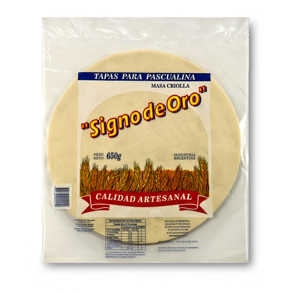 TAPA PASCUALINA X 650 GRS GRANDES S DE ORO