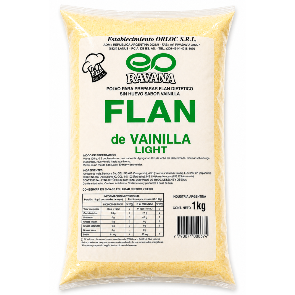 FLAN VAINILLA LIGHT ORLOC 10 x 1 kg