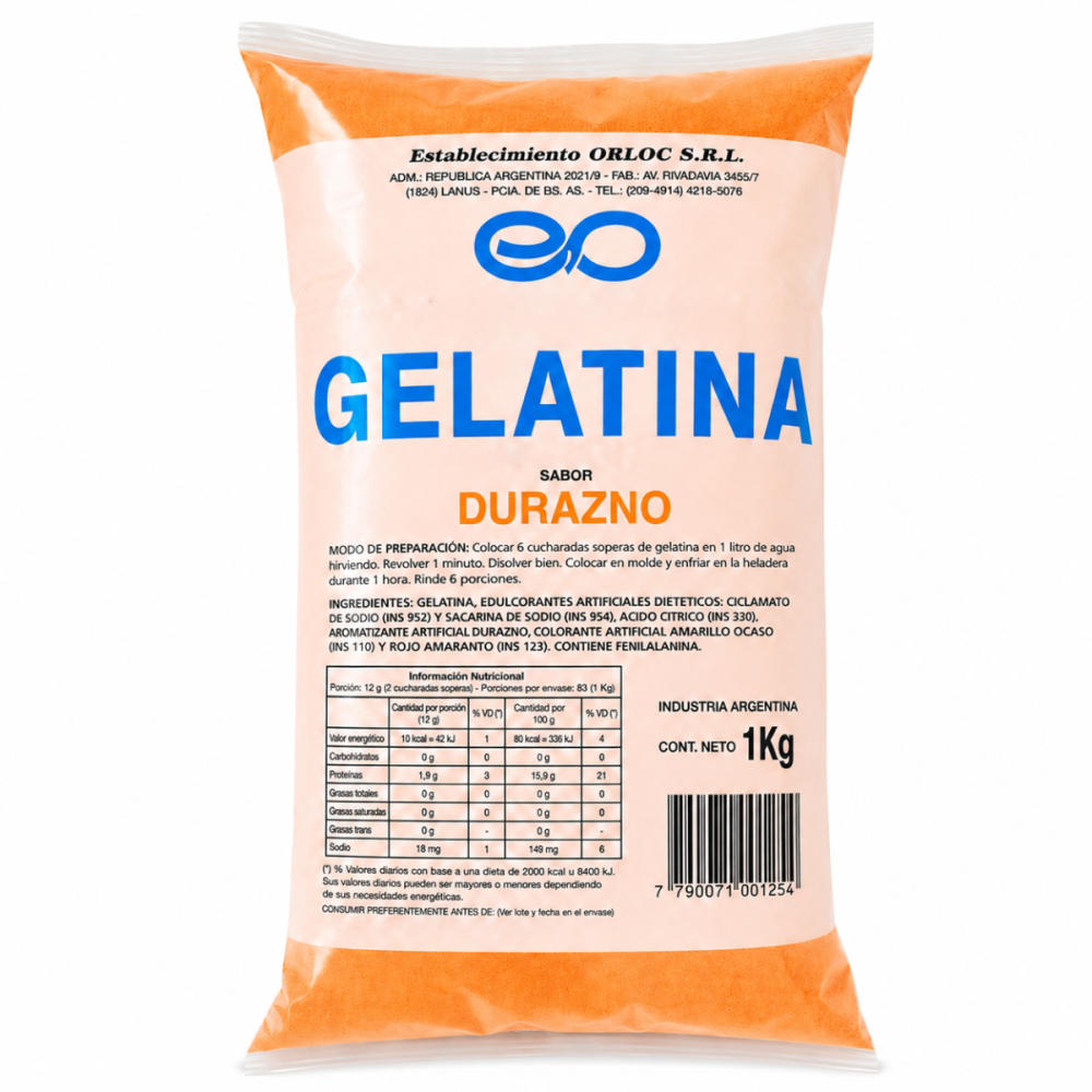 GELATINA DE DURAZNO ORLOC 10  x 1 kg