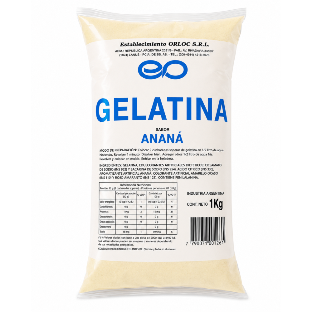 GELATINA DE ANANA ORLOC 10 x 1 kg