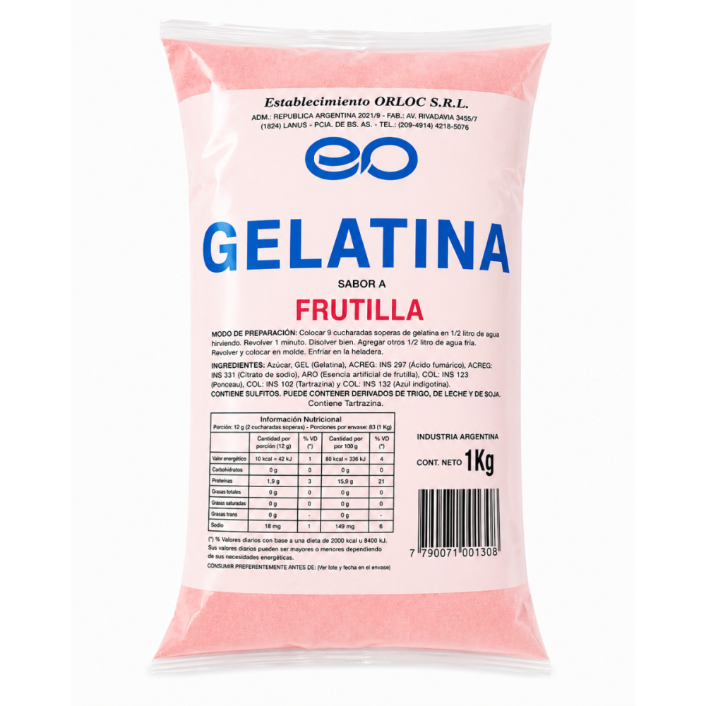 GELATINA DE FRUTILLA ORLOC 10 x 1 kg