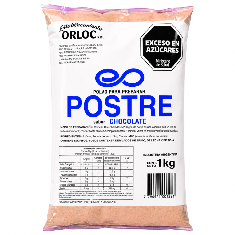 POSTRE DE CHOCOLATE 10 x 1Kg ORLOC