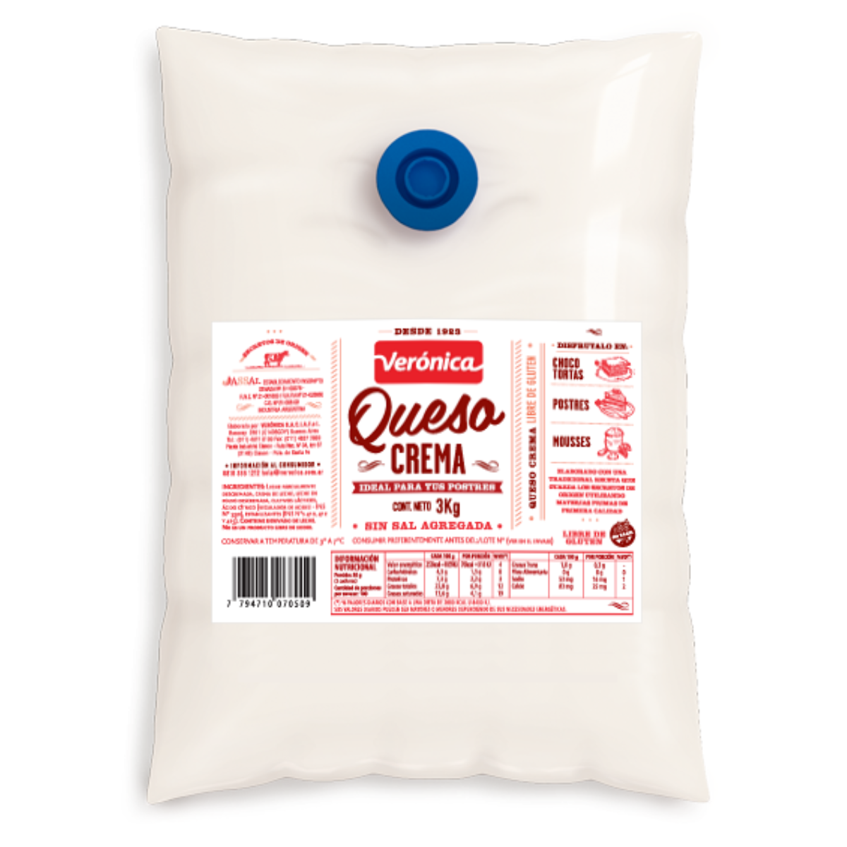 QUESO CREMA VERONICA S/SAL POUCH 2  x 3 kg
