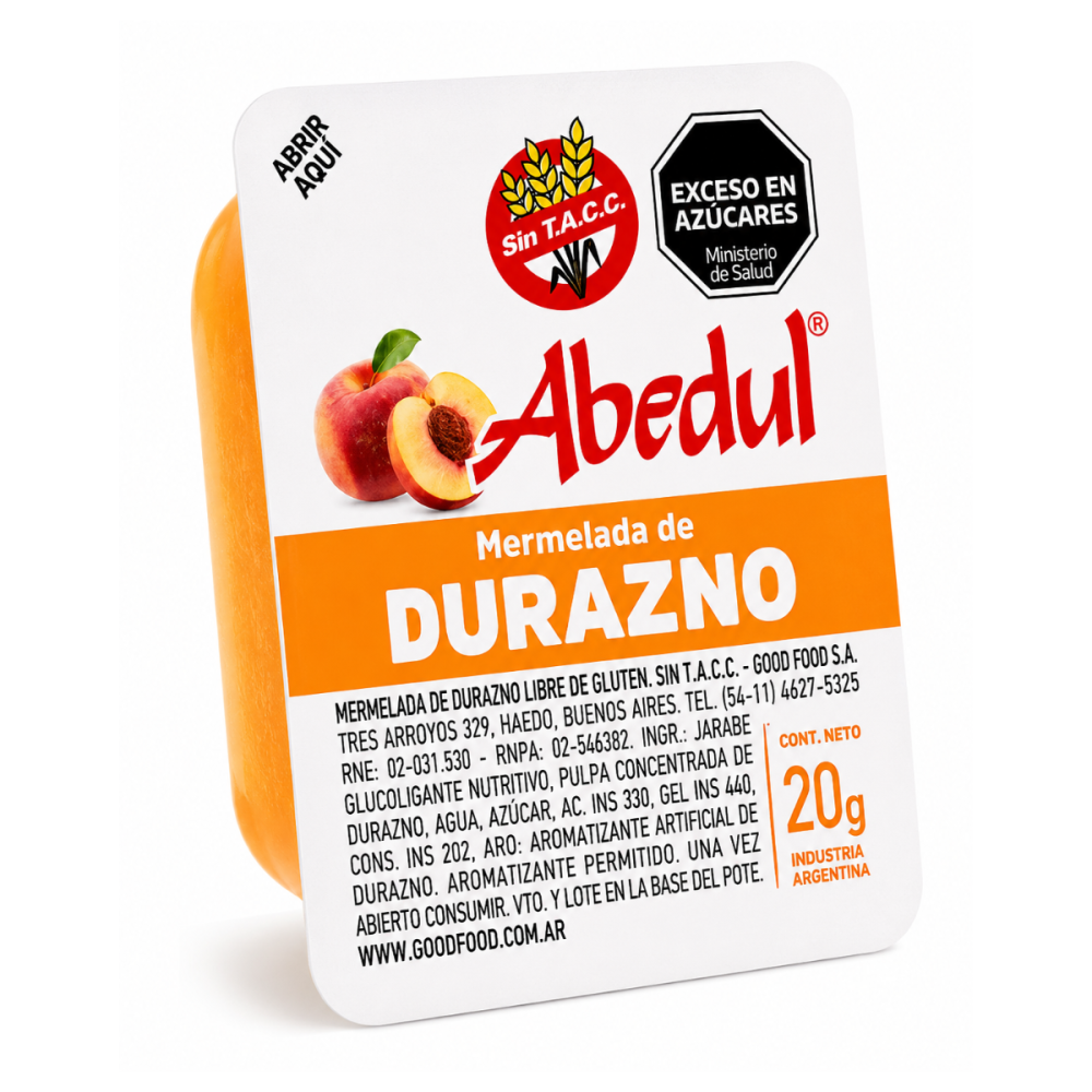 MERMELADA DURAZNO ABEDUL x 108 u. x 20 g
