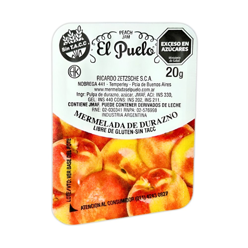 MERMELADA DURAZNO EL PUELO 120 U. X 20 G
