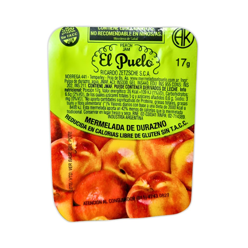 MERMELADA DIET DURAZNO EL PUELO 120 U X 17 G