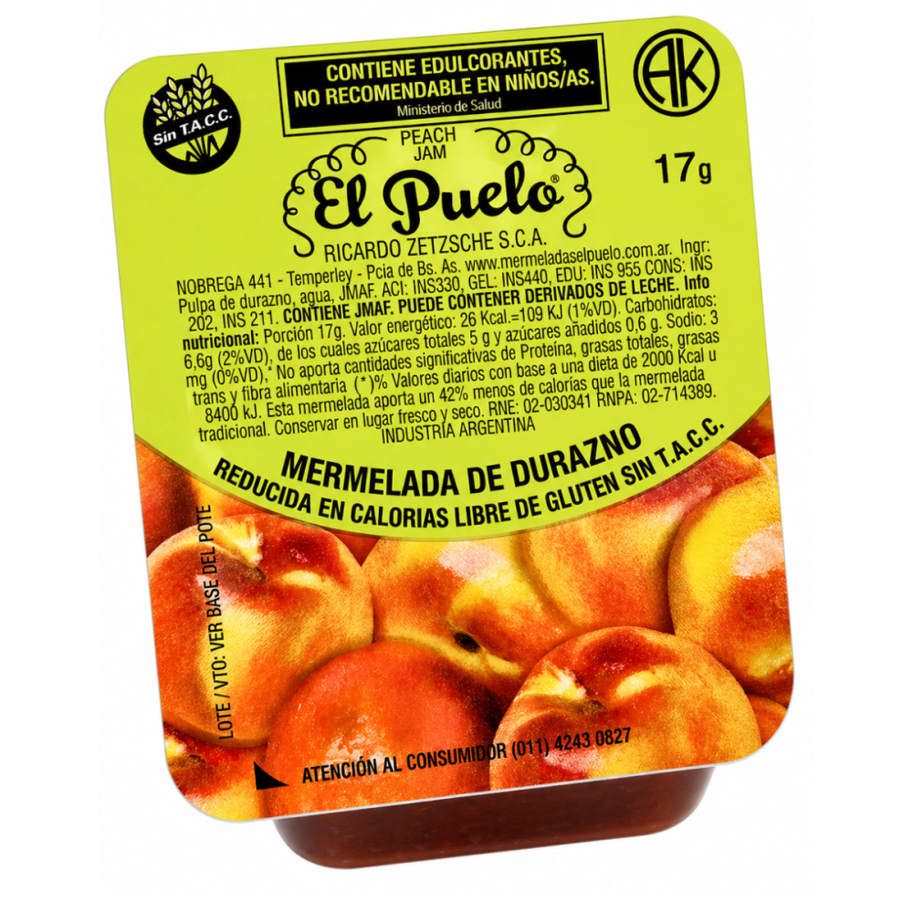MERMELADA DIET DURAZNO EL PUELO 120 U X 17 G