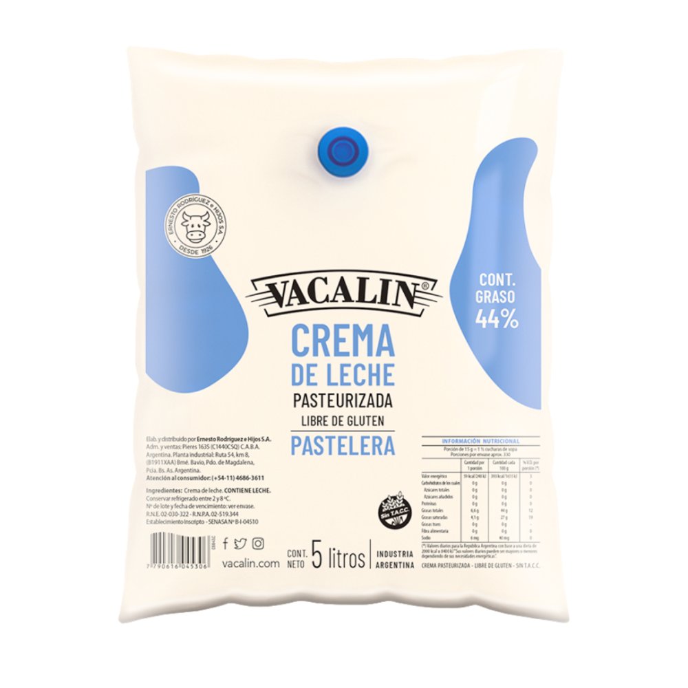 CREMA DE LECHE 44% VACALIN CAJA 4 X 5LTS VACALIN