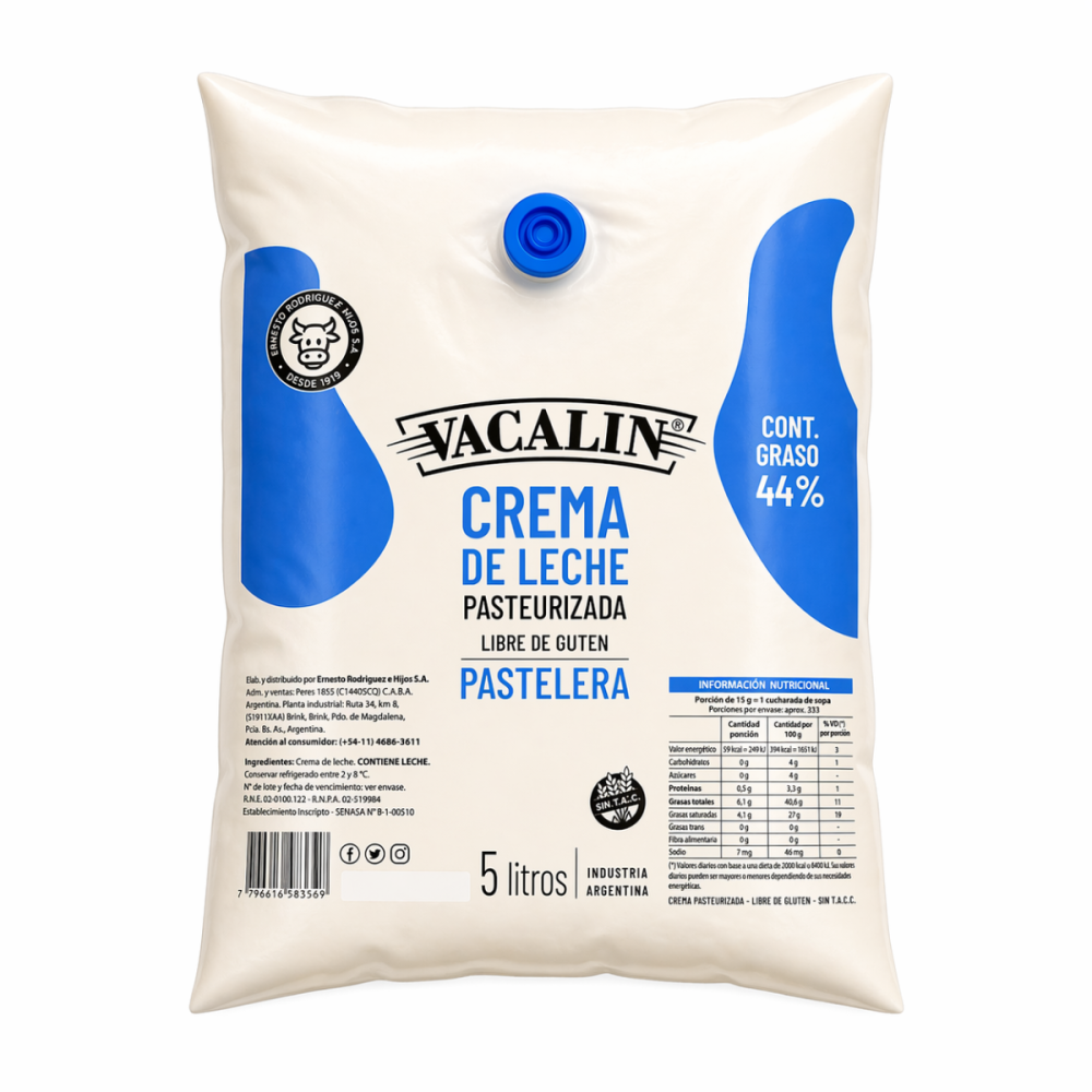 CREMA DE LECHE 44% VACALIN CAJA 4 X 5LTS VACALIN