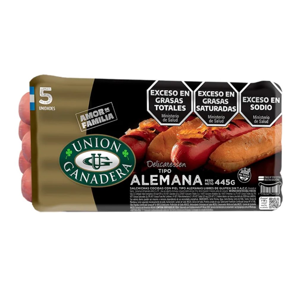 SALCHICHA UG. ALEMANA 12 X 5 UNID.445 GRS C/U