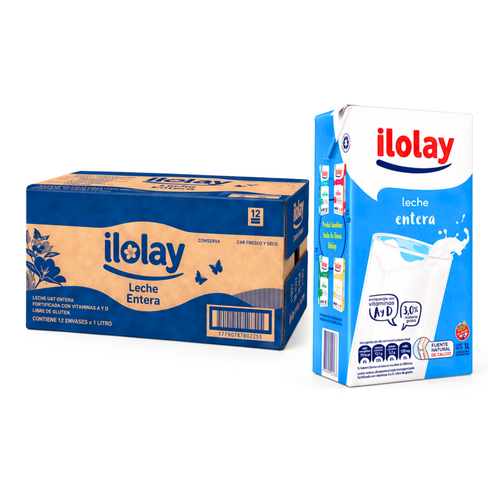 LECHE ENTERA LARGA VIDA ILOLAY 12 u. x 1 Lt