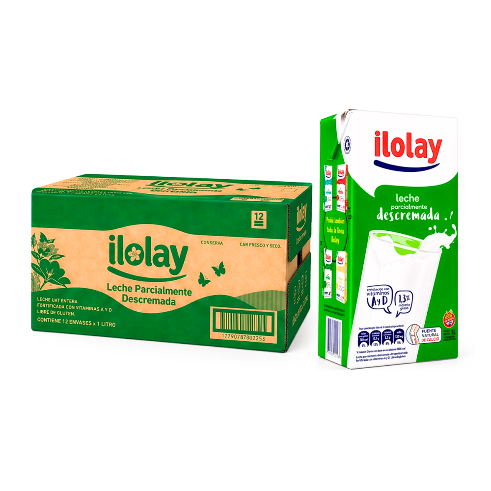 LECHE DESCREMADA ILOLAY 12 unid X 1 LT
