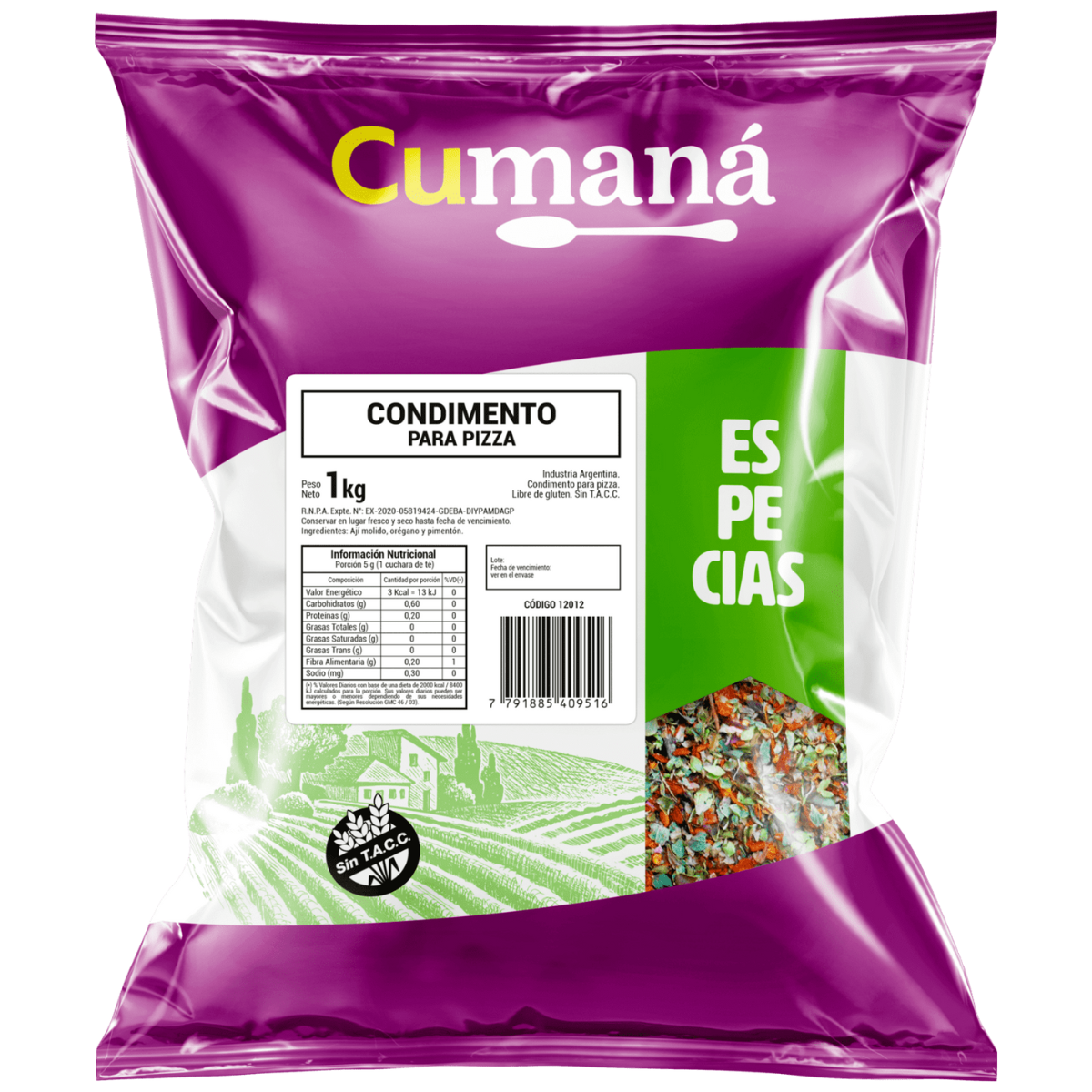 CONDIMENTO P/PIZZA CUMANA 10 X 1 KG