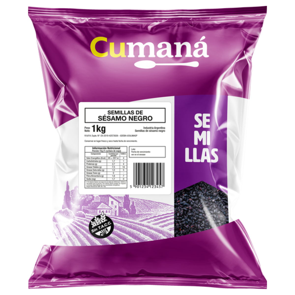 SESAMO NEGRO SEMILLA CUMANA 10 BOLSAS X 1 KG