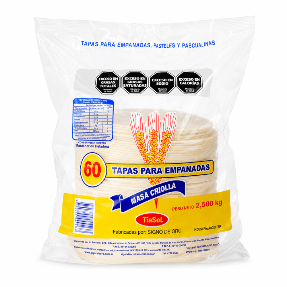 TAPA EMPAN.TUBO CRIOL ROTI. x2.5kg x 14cm SIGNO.O.