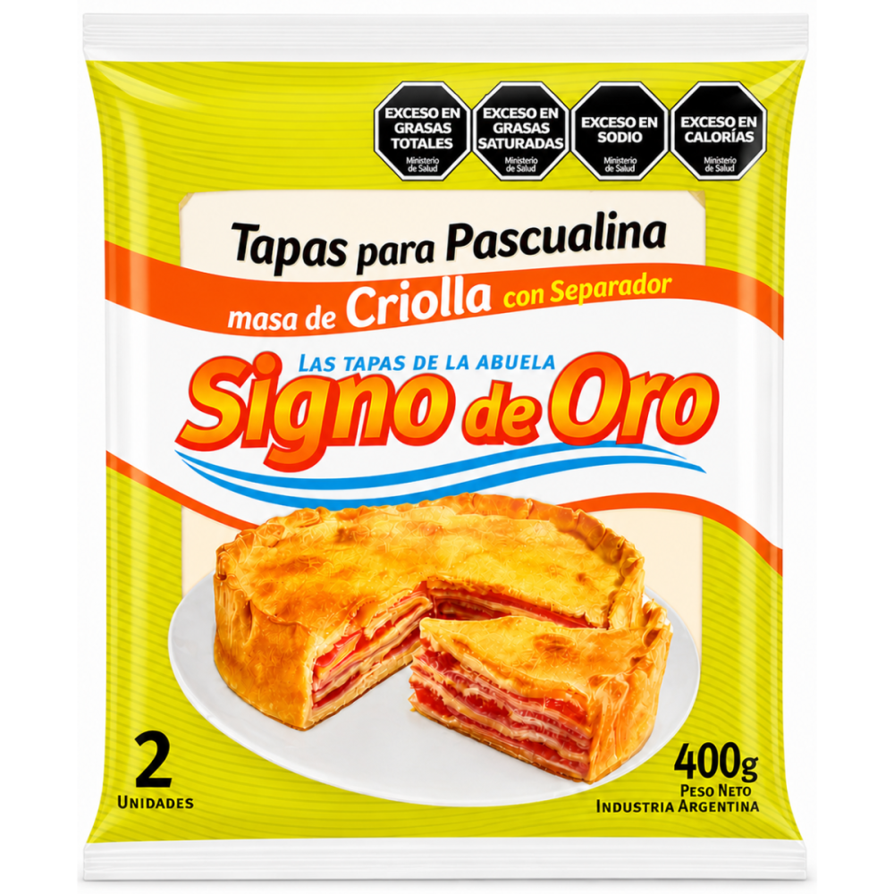 TAPA PASCUALINA CRIOLLA  x 2 und X 400 GRS