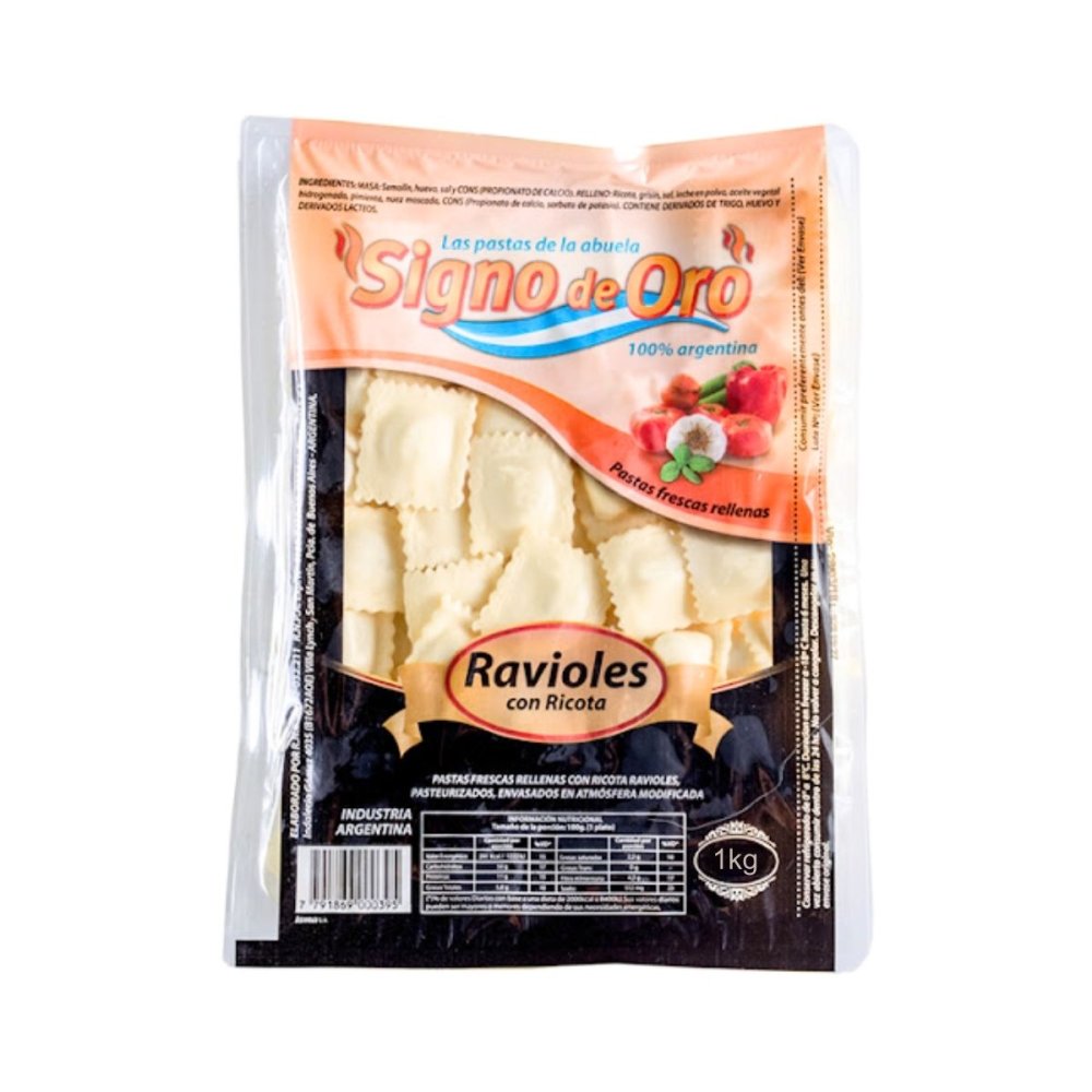 RAVIOLES RICOTA SIGNO DE ORO 8 x 1 kg