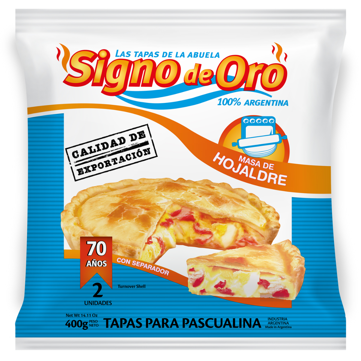 TAPA PASCUALINA HOJALDRE x 2 u.x 400 gr